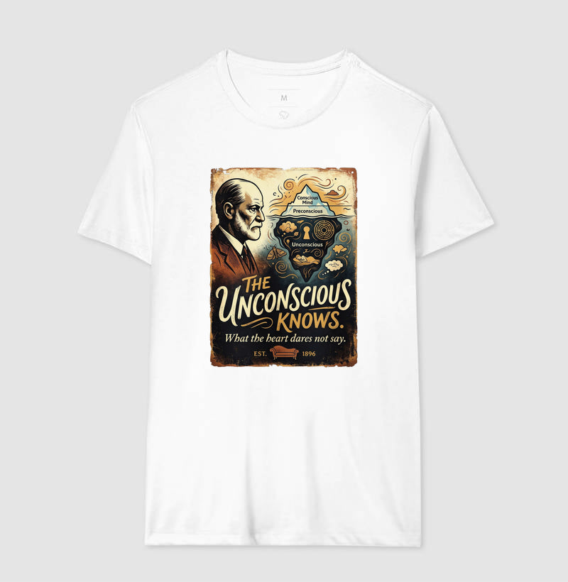 Camiseta Psicanálise - O Iceberg de Freud (The Unconscious Knows) | Retrô Vintage