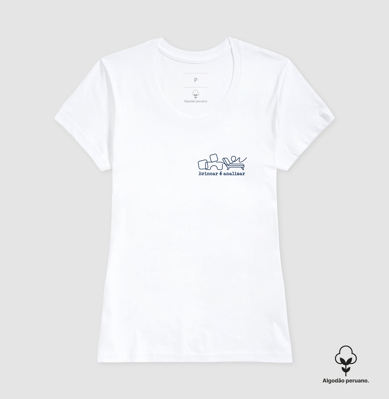 Camiseta Algodão Peruano Psicanálise Melanie Klein - Brincar é Analisar | Minimalista Line Art