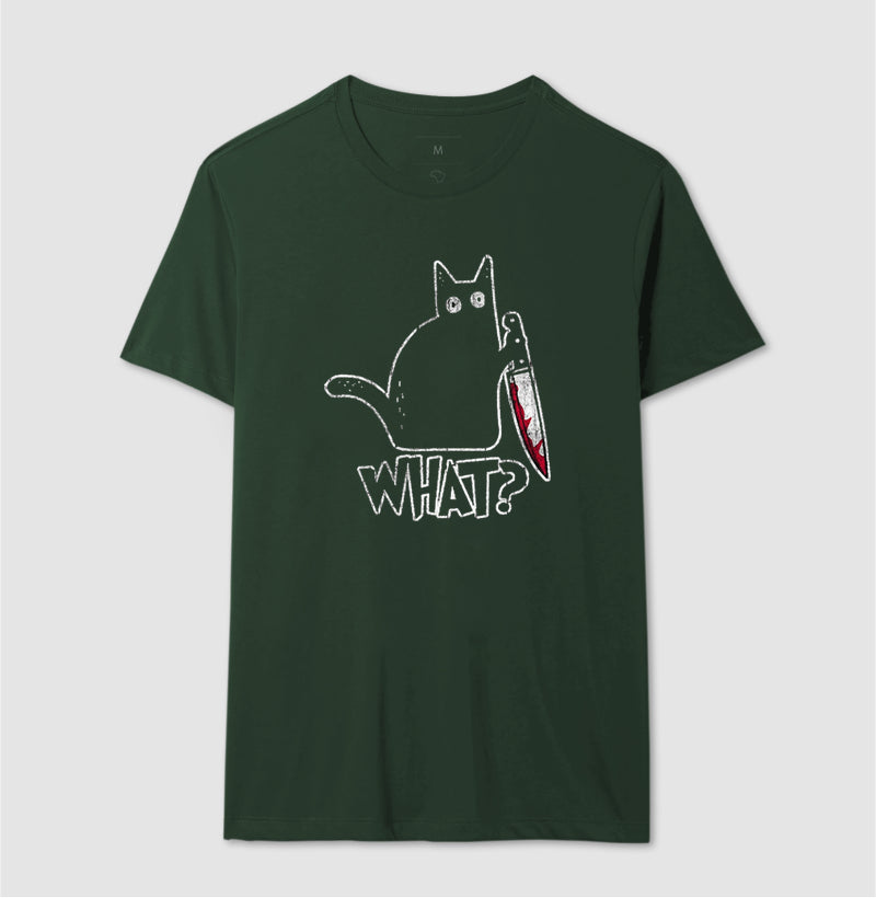 Camiseta Gato "What?" | O Suspeito Sem Remorso