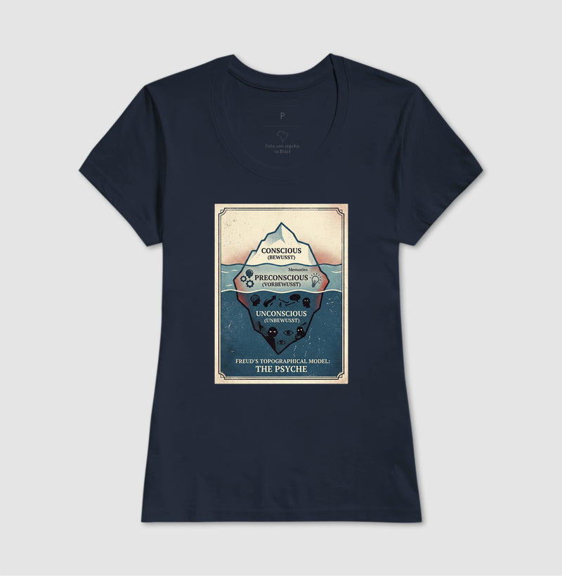 Camiseta Psicanálise Freud - Primeira Tópica (Iceberg Topographical Model) | Vintage Poster