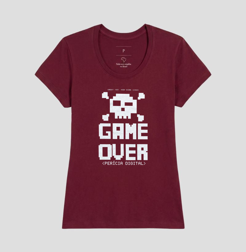 Camiseta Perícia Digital Game Over & Pixel Art Retro