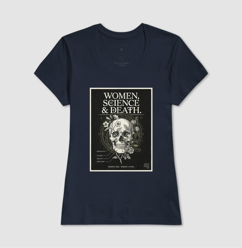 Camiseta Gótica Científica "Women, Science & Death" | Memento Mori