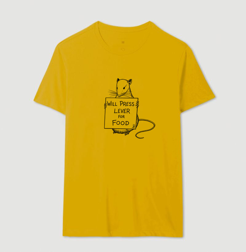 Camiseta Behaviorismo "Will Press Lever For Food" | B.F. Skinner & Condicionamento Operante