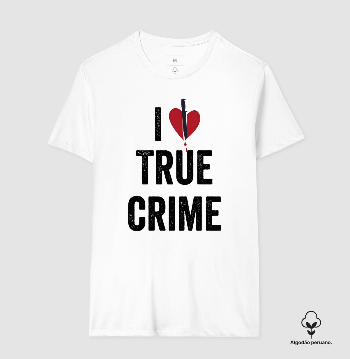 Camiseta Algodão Peruano "I ❤️ True Crime" | Paixão por Investigação & Mistério