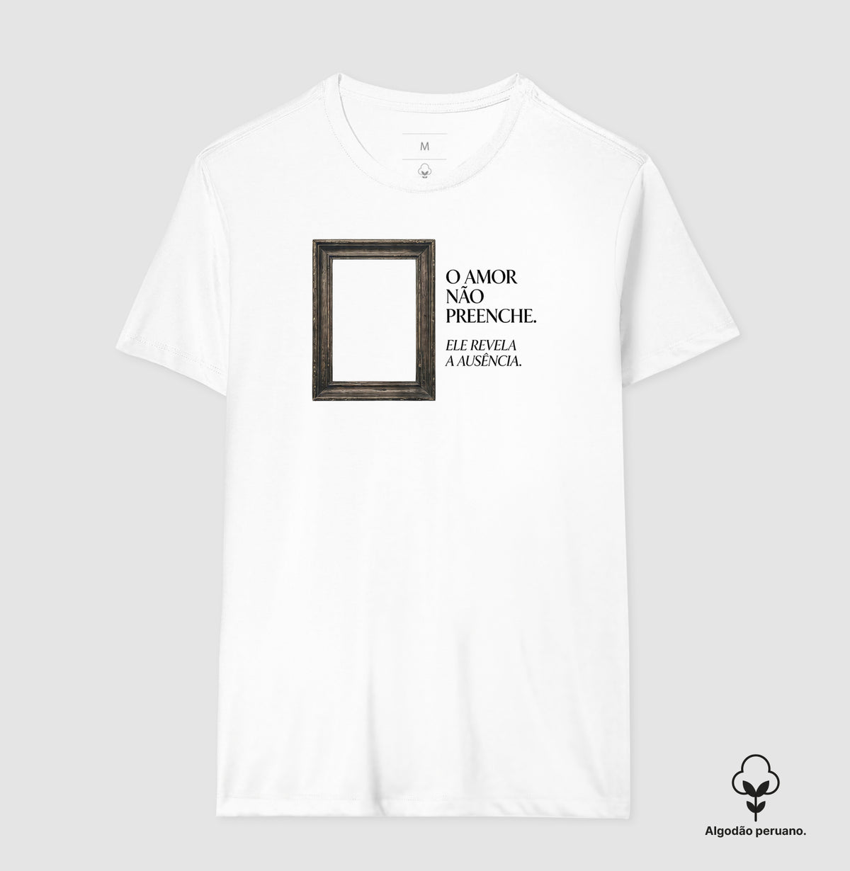 Camiseta Algodão Peruano Minimalista "Moldura da Ausência" | Revelação Existencial
