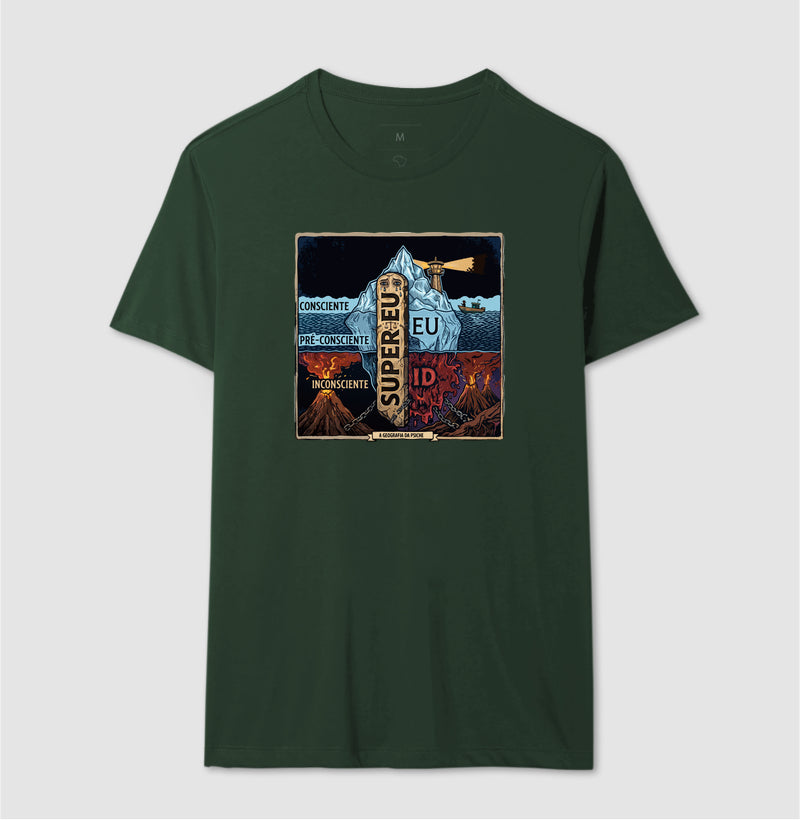 Camiseta Psicanálise Freud - (Primeira e Segunda Tópica) | Xilogravura Colorida