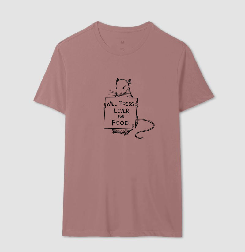 Camiseta Behaviorismo "Will Press Lever For Food" | B.F. Skinner & Condicionamento Operante