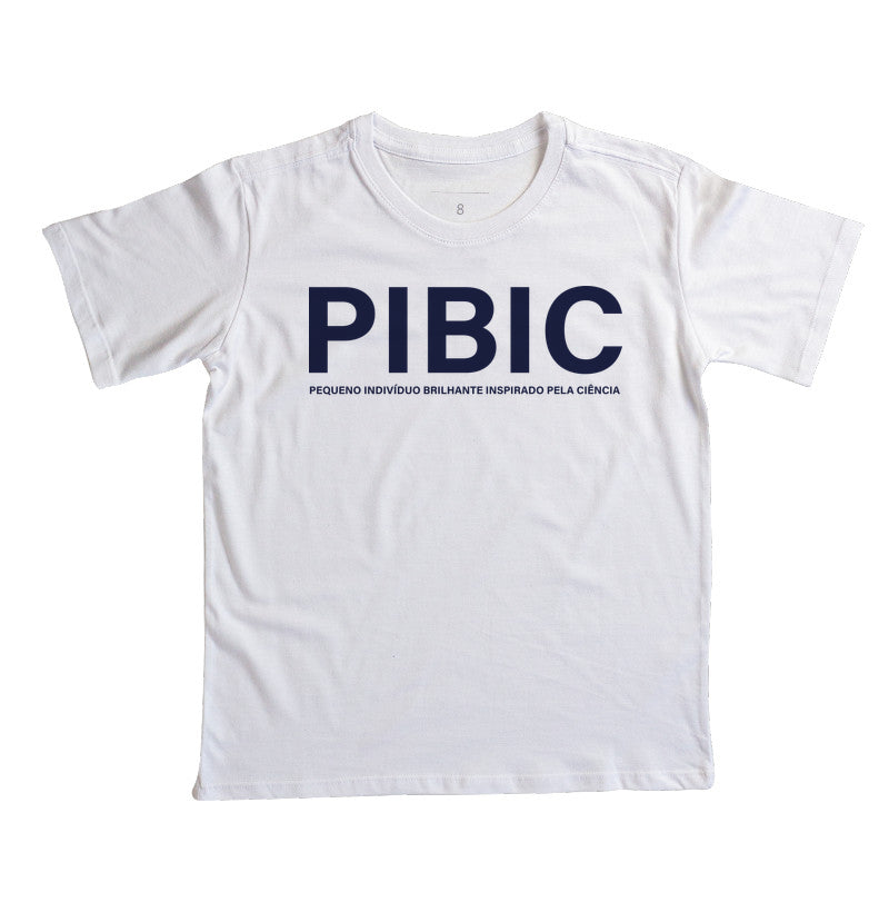 Camiseta Infantil Vida Acadêmica - PIBIC (Iniciação Científica) | Tipografia Minimalista