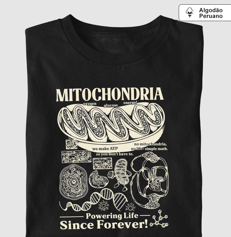 Camiseta Algodão Peruano "Mitochondria: Powering Life" | A Usina de Força da Vida