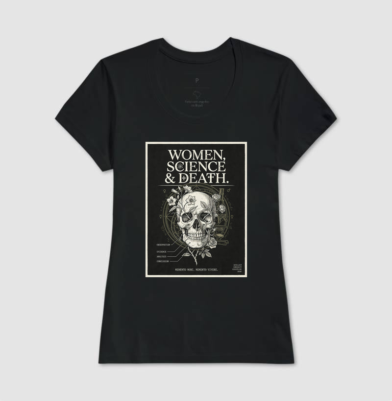 Camiseta Gótica Científica "Women, Science & Death" | Memento Mori