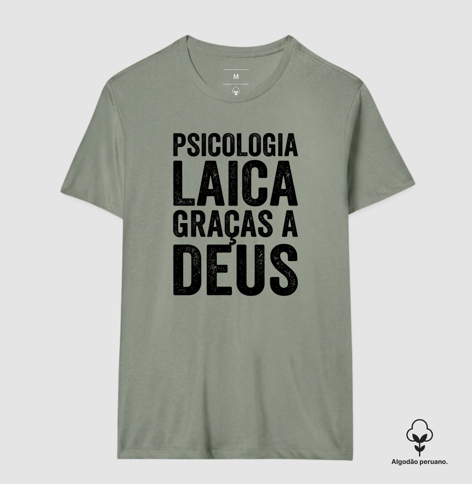 Camiseta Algodão Peruano "Psicologia Laica Graças a Deus" | Minimalista