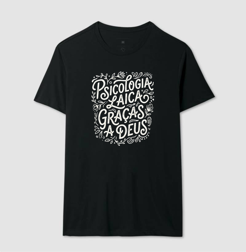 Camiseta "Psicologia Laica Graças a Deus" | Edição Hand Lettering