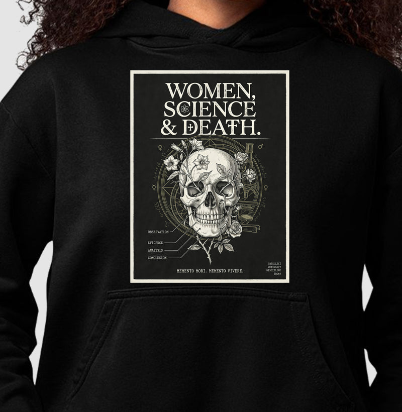 Hoodie Moletom Gótica Científica "Women, Science & Death" | Memento Mori