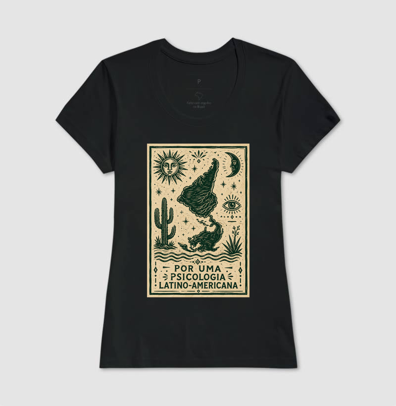 Camiseta "Por uma Psicologia Latino-Americana" | Raízes e Xilogravura