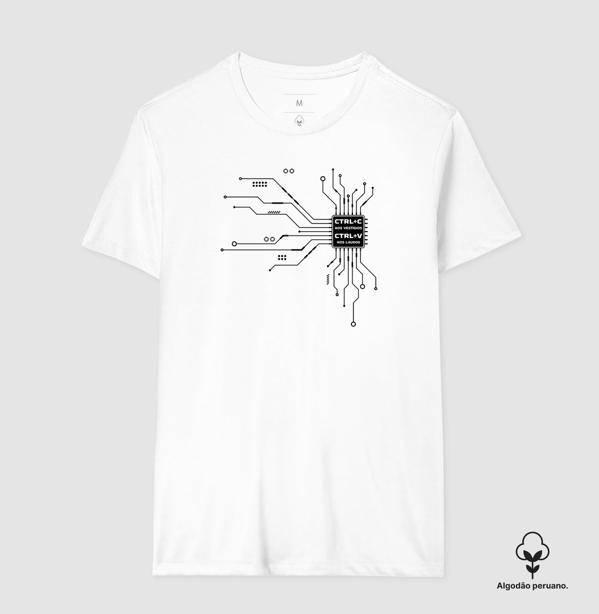 Camiseta Algodão Peruano Perícia Digital "CTRL+C nos Vestígios" | O Microchip do Laudo