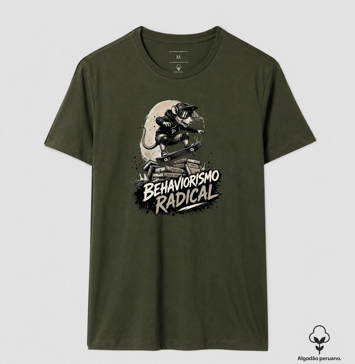 Camiseta Algodão Peruano Psicologia "Behaviorismo Radical" | Skate Rat & B.F. Skinner