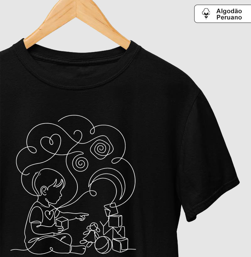 Camiseta Algodão Peruano Psicanálise Melanie Klein - A Linguagem do Brincar (Play: the language of the unconscious)  | Ilustração Contínua
