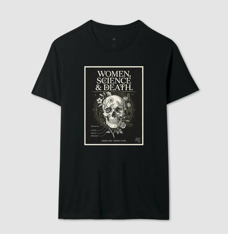 Camiseta Gótica Científica "Women, Science & Death" | Memento Mori