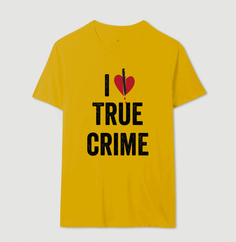 Camiseta "I ❤️ True Crime" | Paixão por Investigação & Mistério