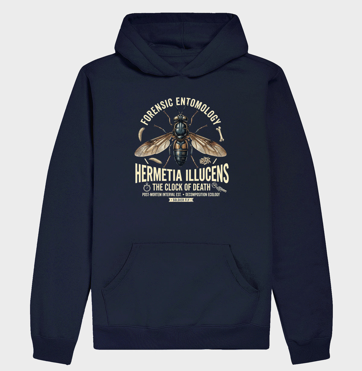 Hoodie Moletom "Entomologia Forense" | O Relógio da Morte (Hermetia illucens)