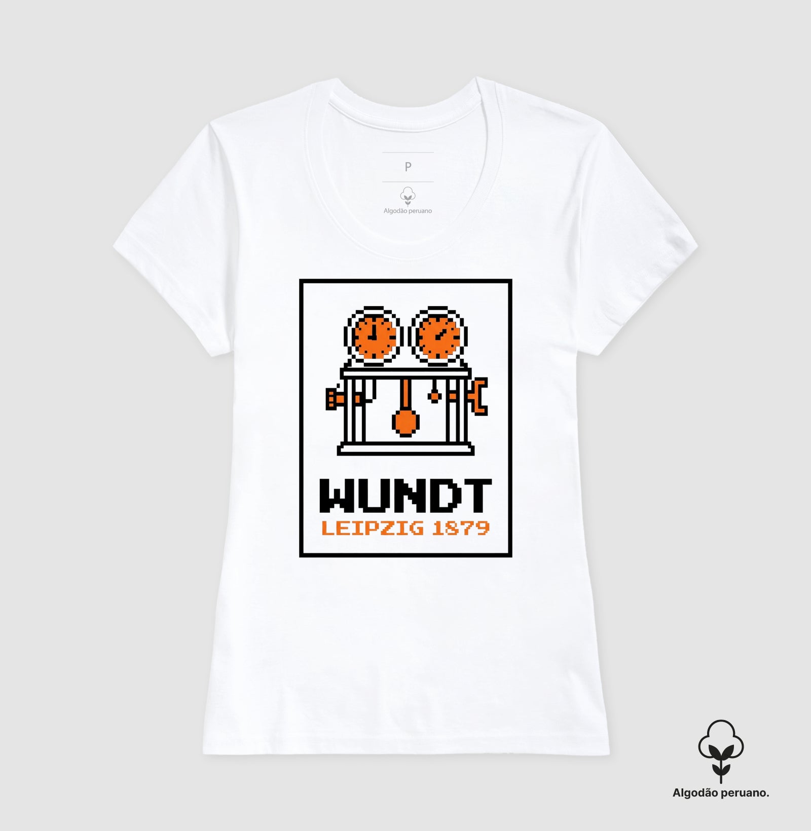Camiseta Algodão Peruano Psicologia "Wundt: Leipzig 1879" | 8-Bit Pixel Art