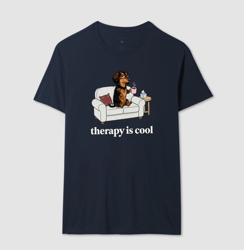 Camiseta 'Therapy is Cool' Cachorro Salsicha | Saúde Mental