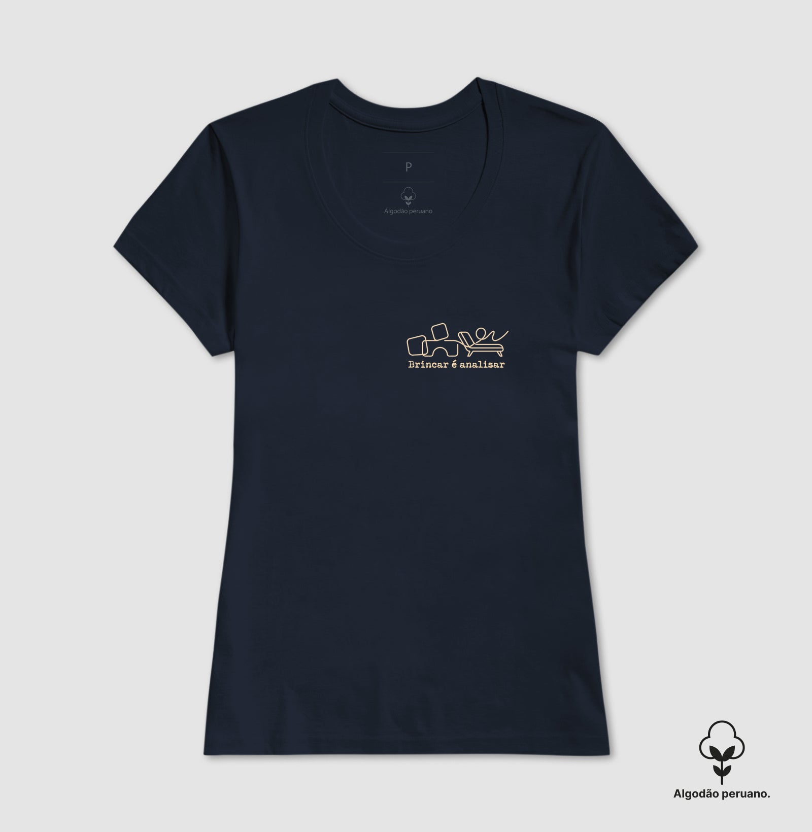 Camiseta Algodão Peruano Psicanálise Melanie Klein - Brincar é Analisar | Minimalista Line Art