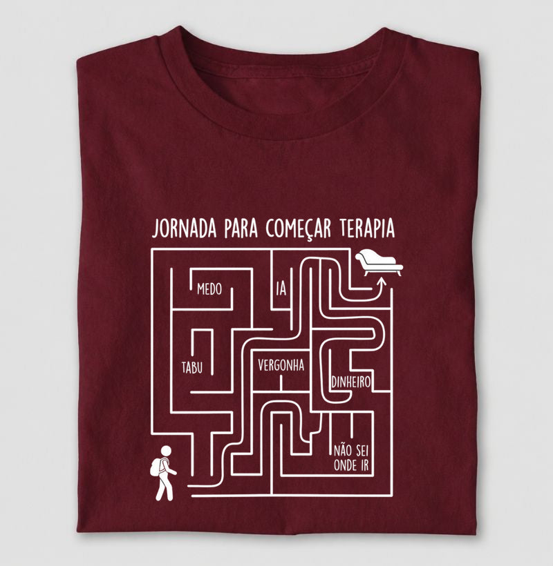 Camiseta Psicologia "Jornada Para Começar Terapia" | O Labirinto do Acolhimento