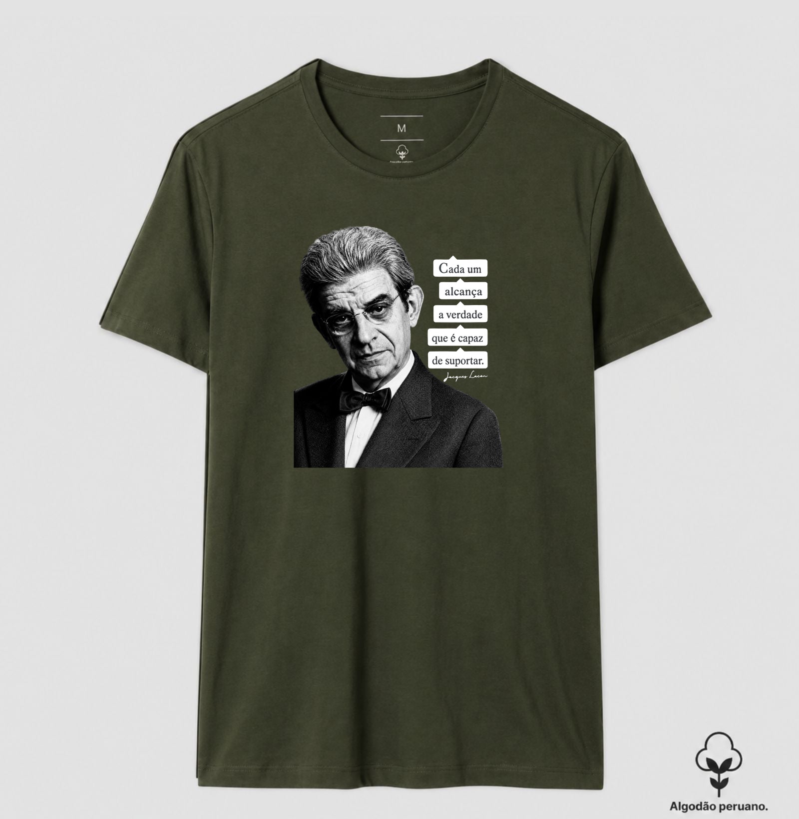 Camiseta Algodão Peruano Psicanálise Lacan | "Cada Um Alcança a Verdade que é Capaz de Suportar"
