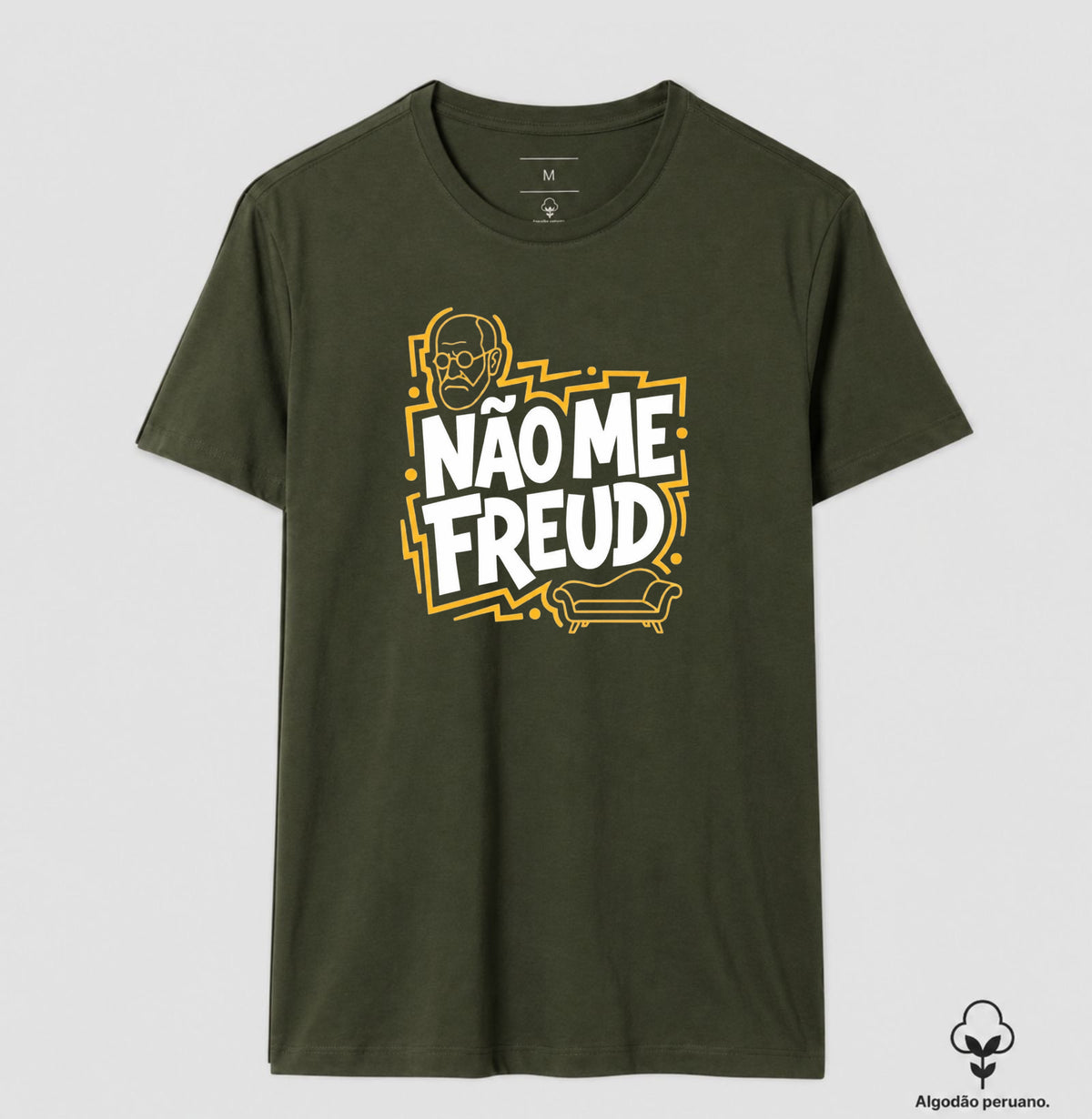 Camiseta Algodão Peruano "Não Me Freud" | Sigmund Freud & Humor Pop