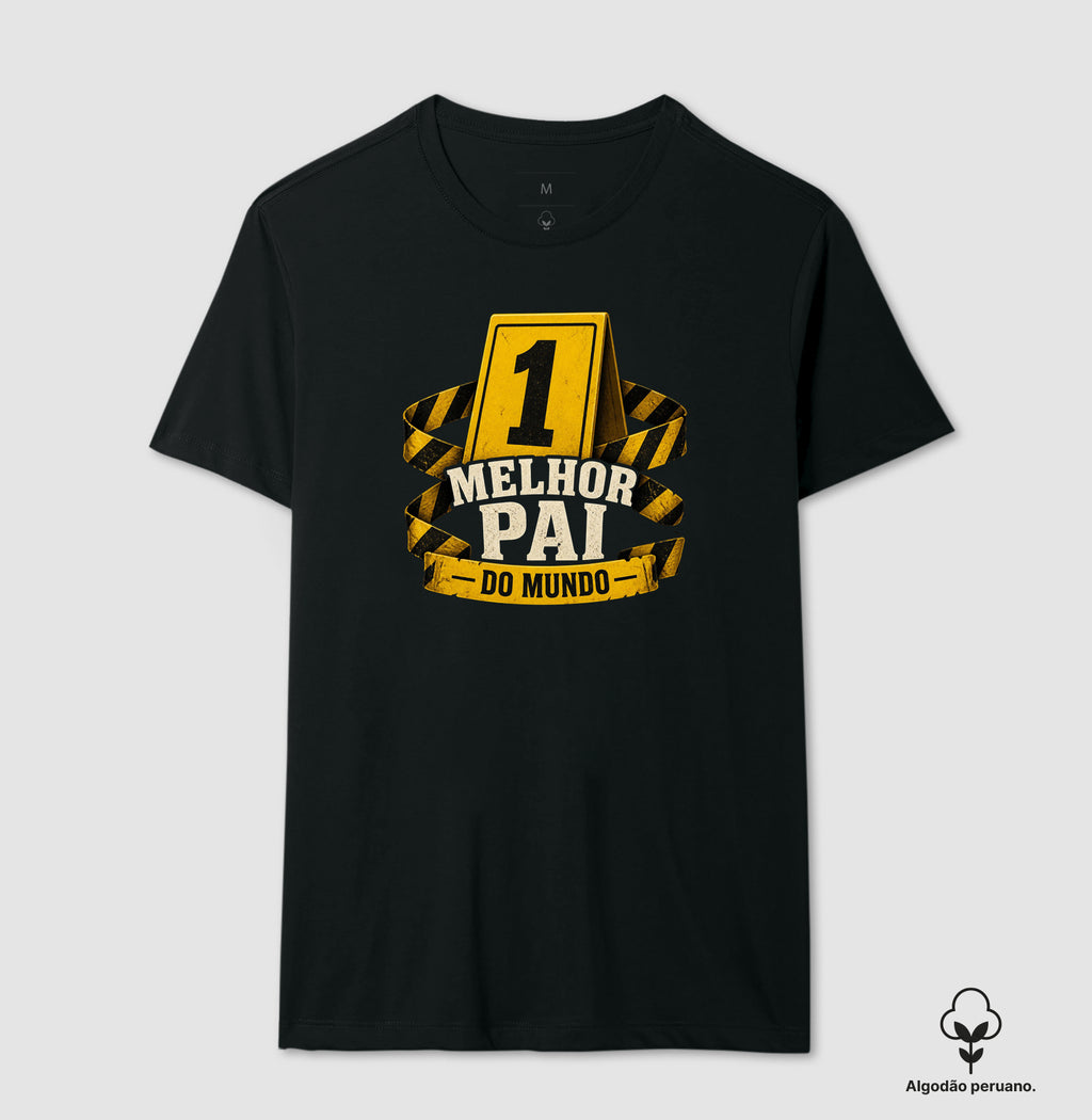 Camiseta Algodão Peruano Criminalística "Melhor Pai do Mundo" | Marcador de Evidência Nº 1