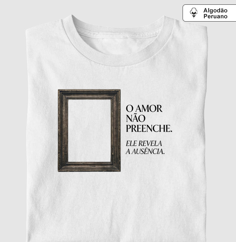 Camiseta Algodão Peruano Minimalista "Moldura da Ausência" | Revelação Existencial