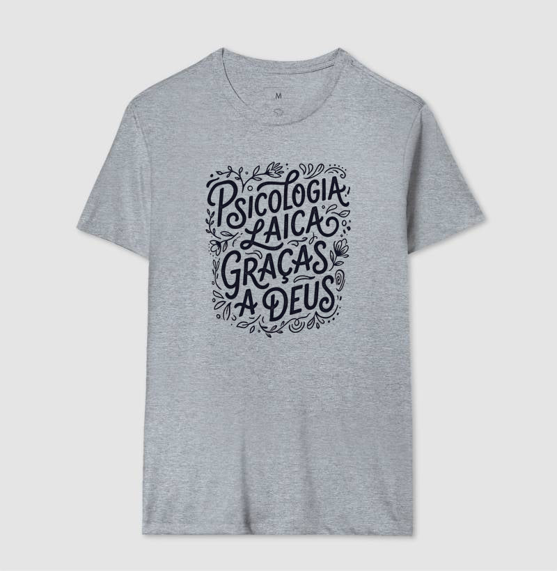 Camiseta "Psicologia Laica Graças a Deus" | Edição Hand Lettering