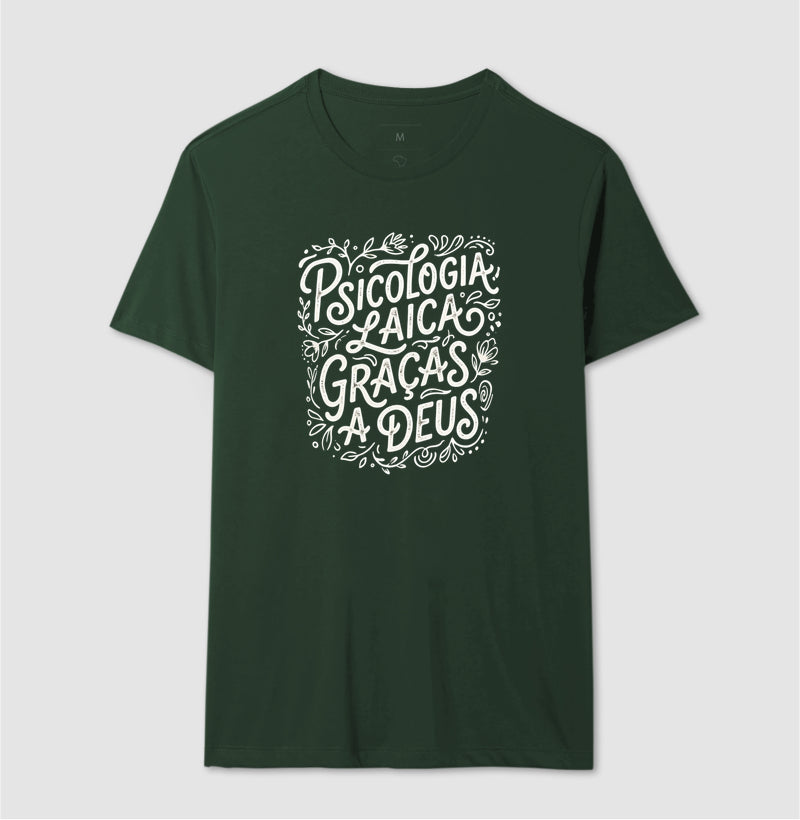 Camiseta "Psicologia Laica Graças a Deus" | Edição Hand Lettering