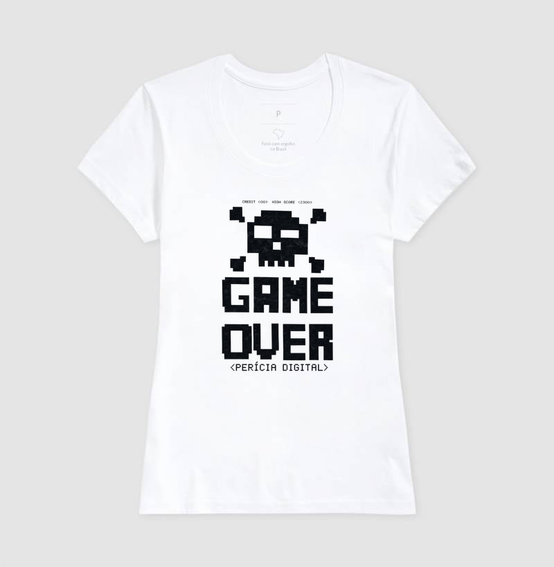 Camiseta Perícia Digital Game Over & Pixel Art Retro