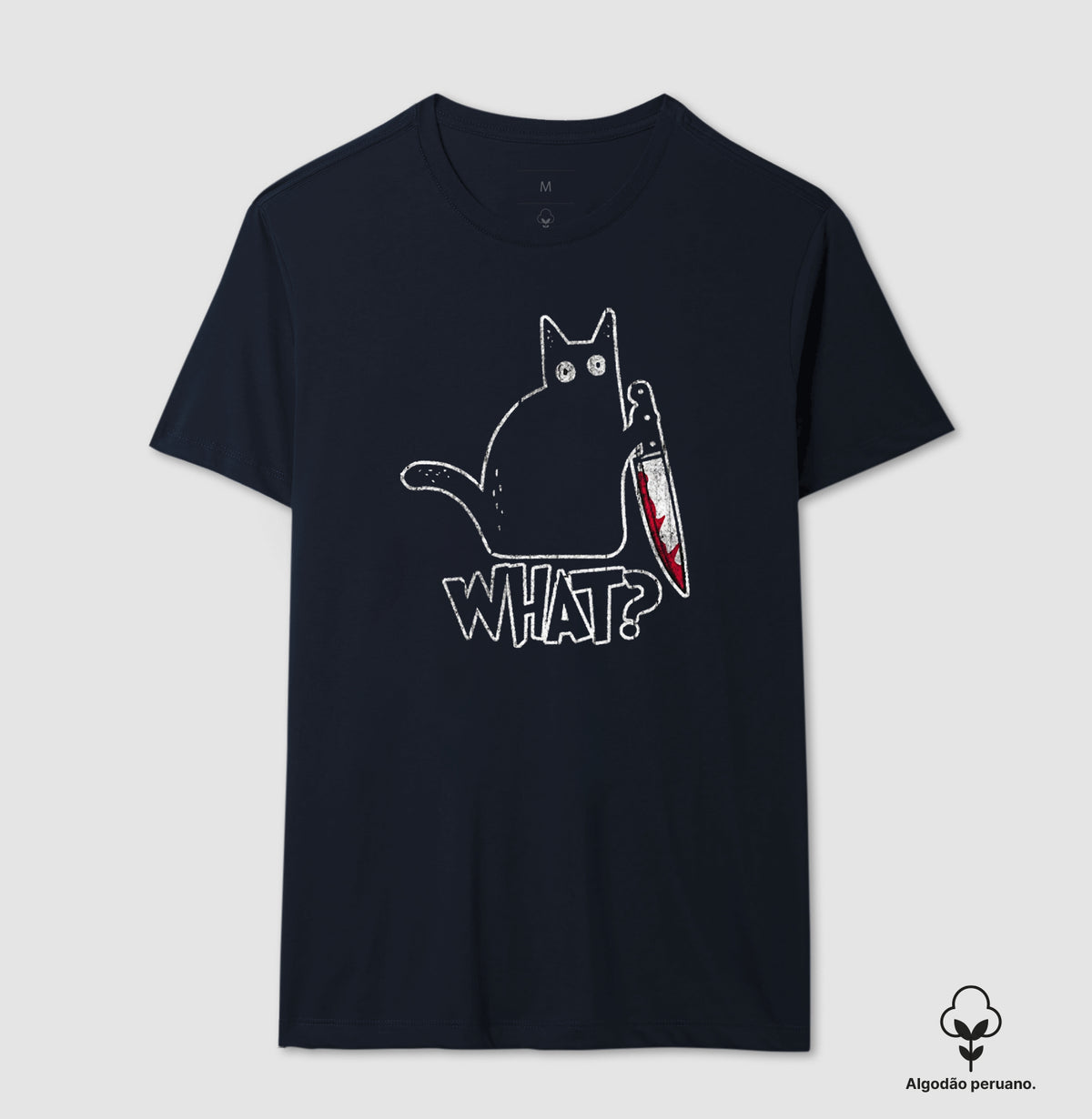 Camiseta Algodão Peruano Gato "What?" | O Suspeito Sem Remorso