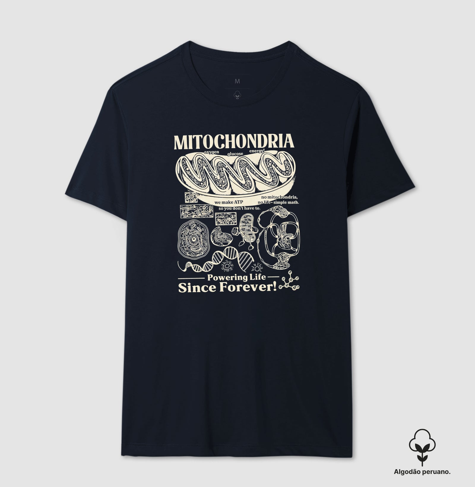 Camiseta Algodão Peruano "Mitochondria: Powering Life" | A Usina de Força da Vida