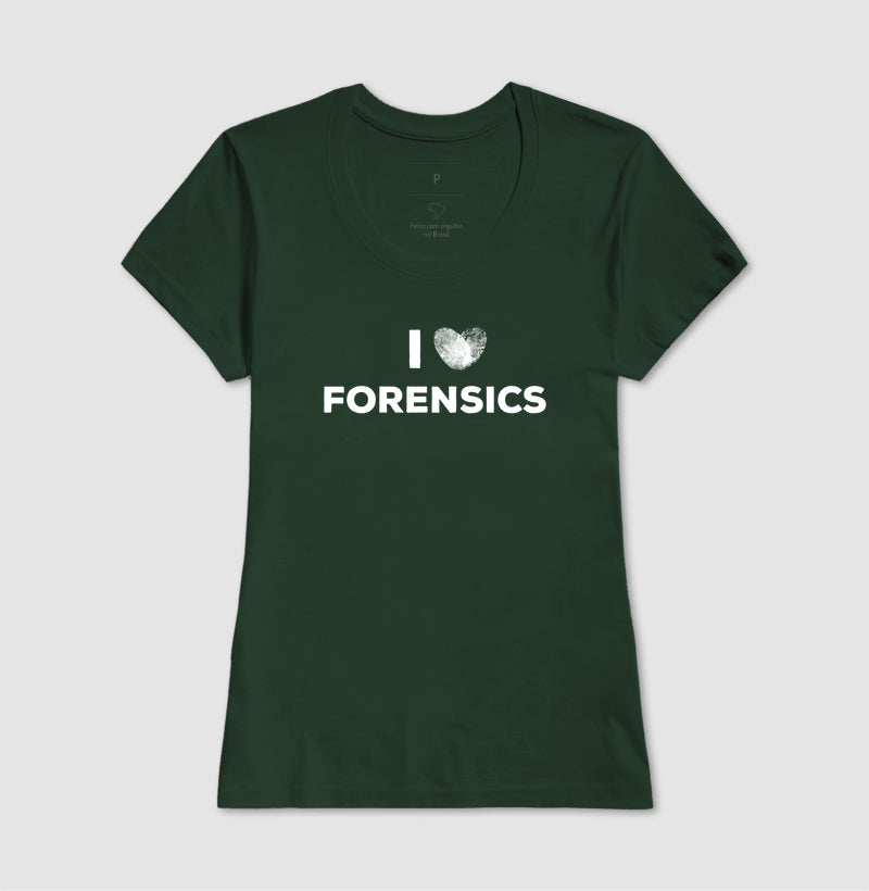 Camiseta Perícia Criminal - I Love Forensics (Coração Papiloscópico) | True Crime