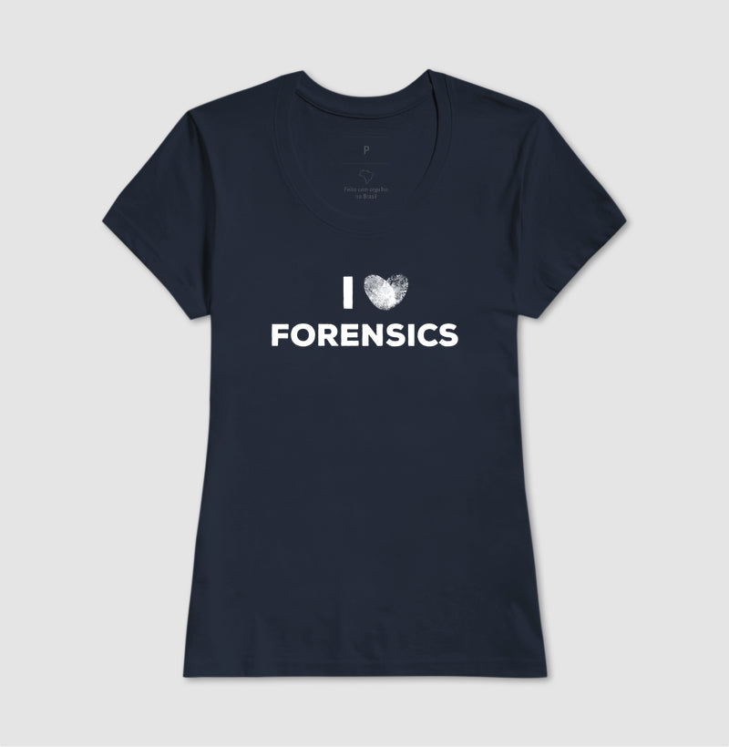 Camiseta Perícia Criminal - I Love Forensics (Coração Papiloscópico) | True Crime
