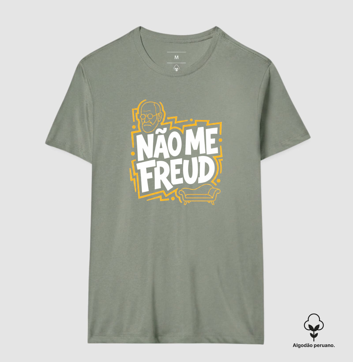 Camiseta Algodão Peruano "Não Me Freud" | Sigmund Freud & Humor Pop