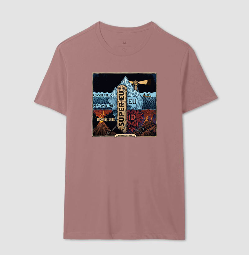 Camiseta Psicanálise Freud - (Primeira e Segunda Tópica) | Xilogravura Colorida