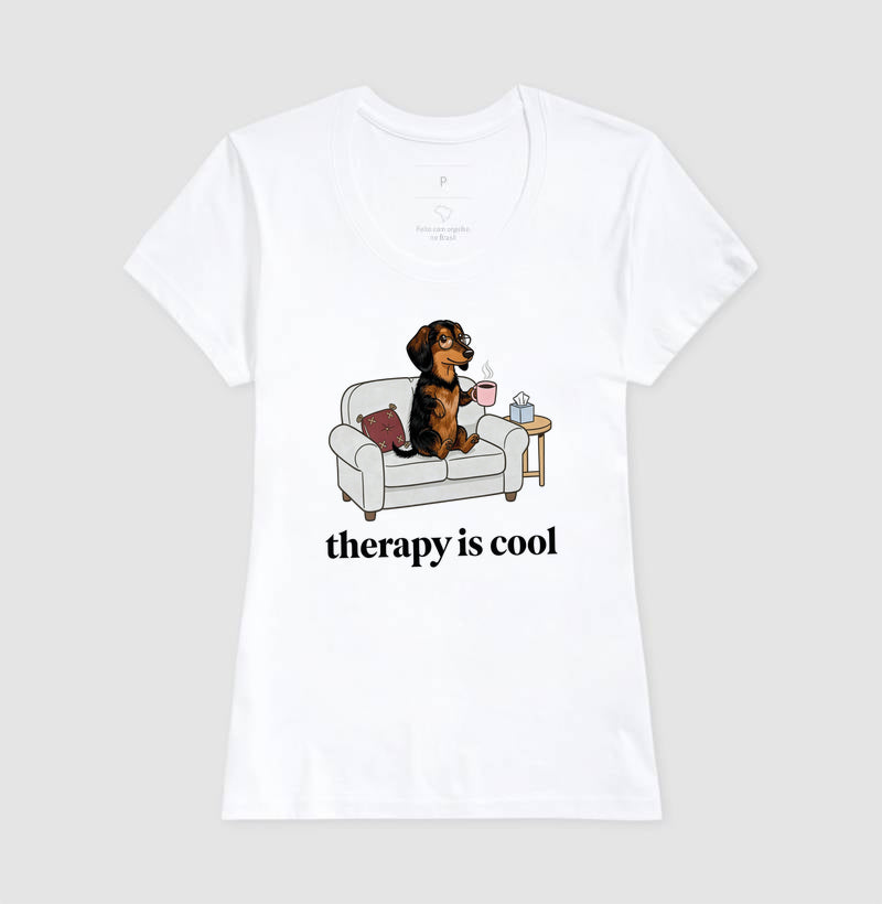 Camiseta 'Therapy is Cool' Cachorro Salsicha | Saúde Mental