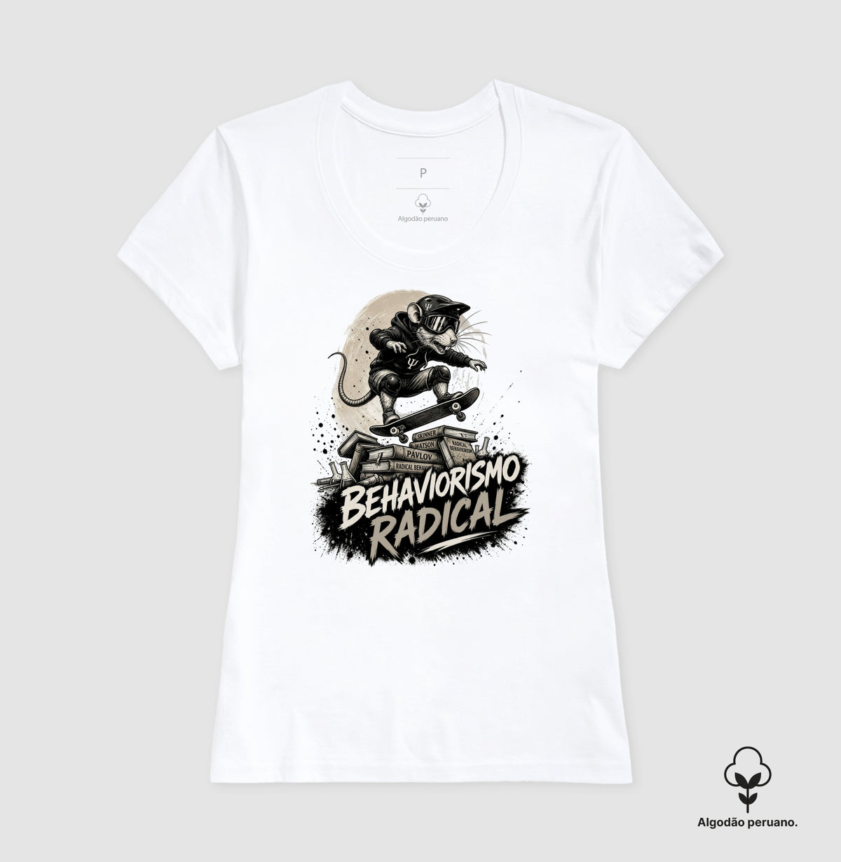 Camiseta Algodão Peruano Psicologia "Behaviorismo Radical" | Skate Rat & B.F. Skinner