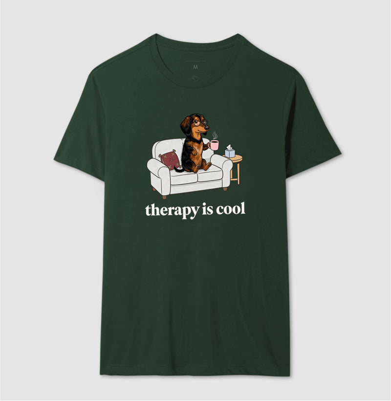Camiseta 'Therapy is Cool' Cachorro Salsicha | Saúde Mental