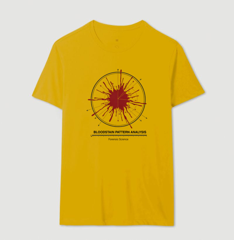 Camiseta Perícia Forense - Diagrama Direcional de Sangue (BPA) | Coleção True Crime