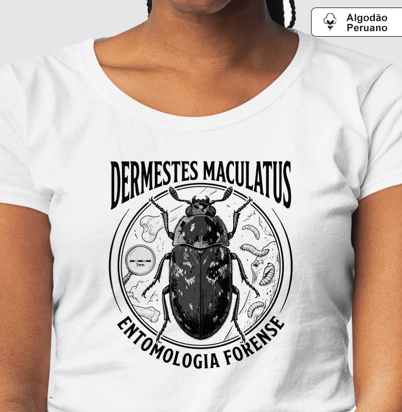 Camiseta Algodão Peruano Besouro Dermestes Maculatus | Entomologia Forense