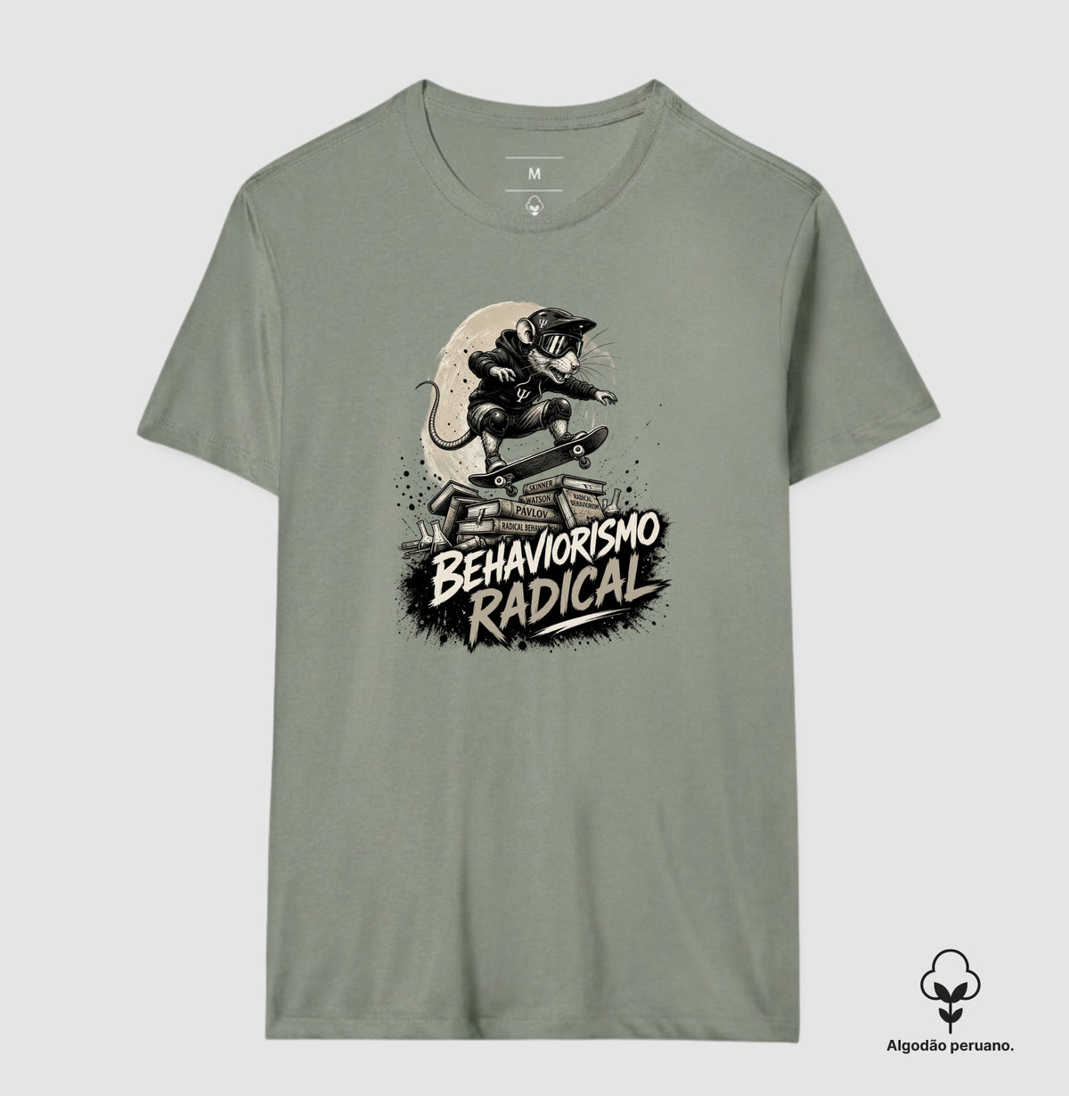 Camiseta Algodão Peruano Psicologia "Behaviorismo Radical" | Skate Rat & B.F. Skinner