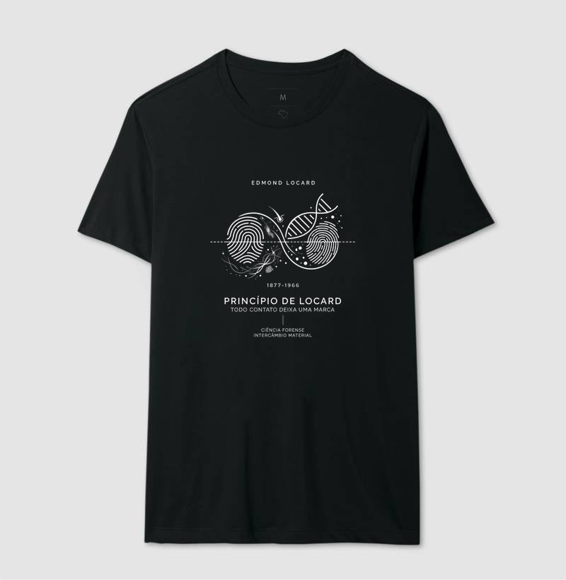 Camiseta Criminalística - Princípio de Locard (Intercâmbio Material) | Minimalista Premium