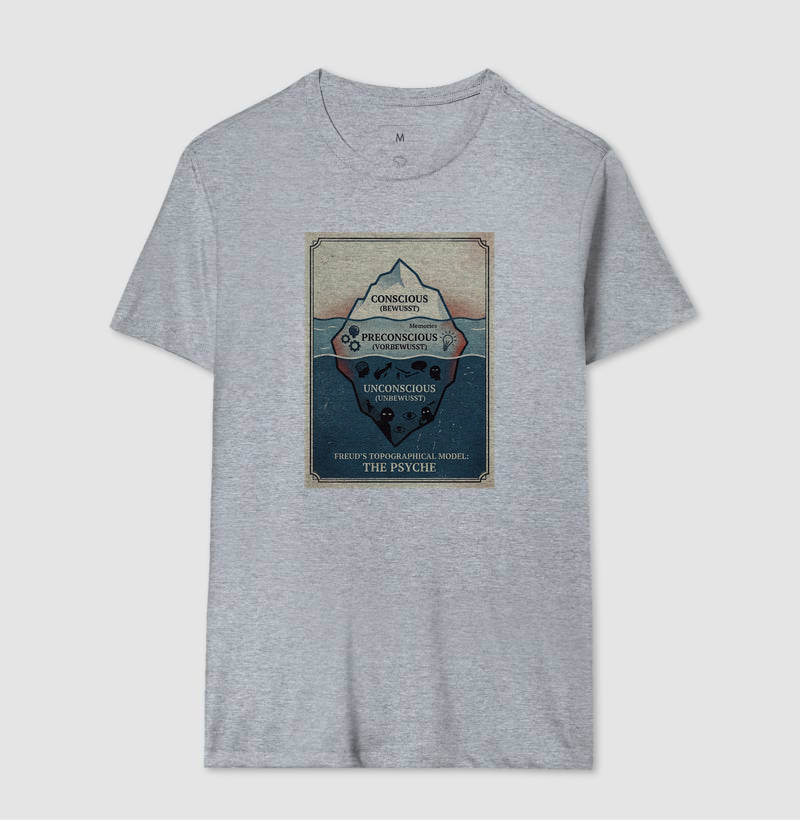 Camiseta Psicanálise Freud - Primeira Tópica (Iceberg Topographical Model) | Vintage Poster