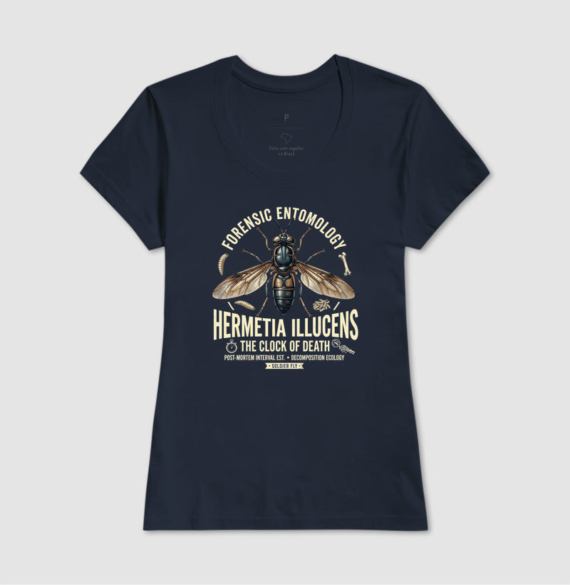 Camiseta "Entomologia Forense" | O Relógio da Morte (Hermetia illucens)